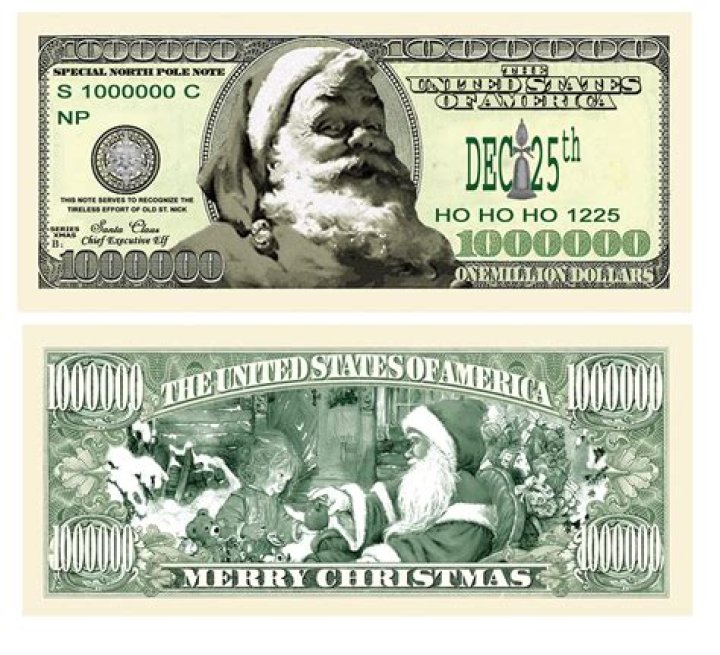 Is there a dollar bill with Santa Claus on it?